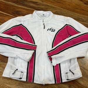 Harley-Davidson Women's Large Pink & White Mesh Liner Jacket Y2K